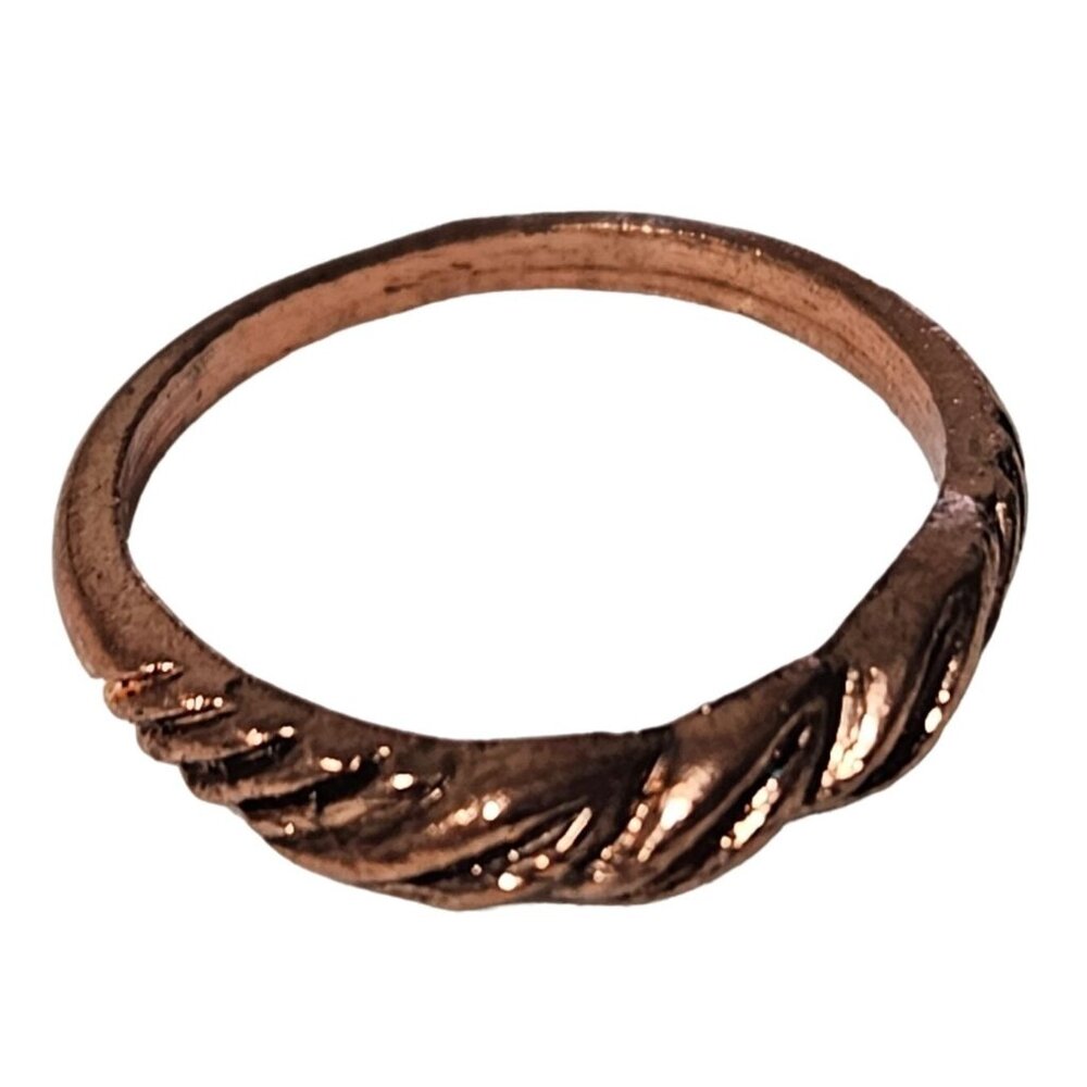 Vintage Copper Twisted Rope Design Ring Size 5.75 Classic Fashion Jewelry